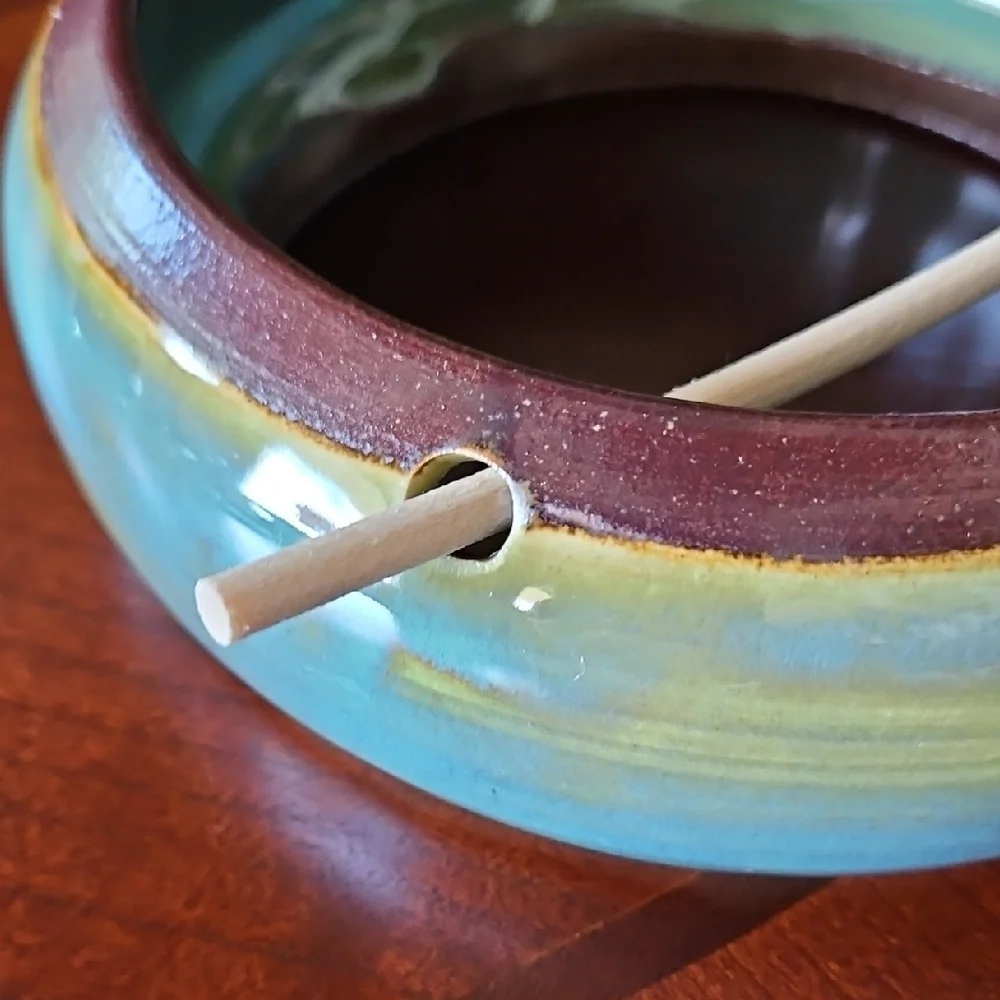 Handcrafted Hanging Fly-Through Ceramic Bird Feeder with Perch